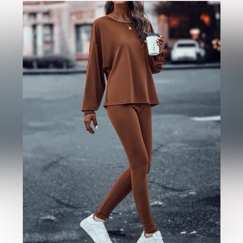 SHEIN brown 2 piece outfit brand new size extra small thin material